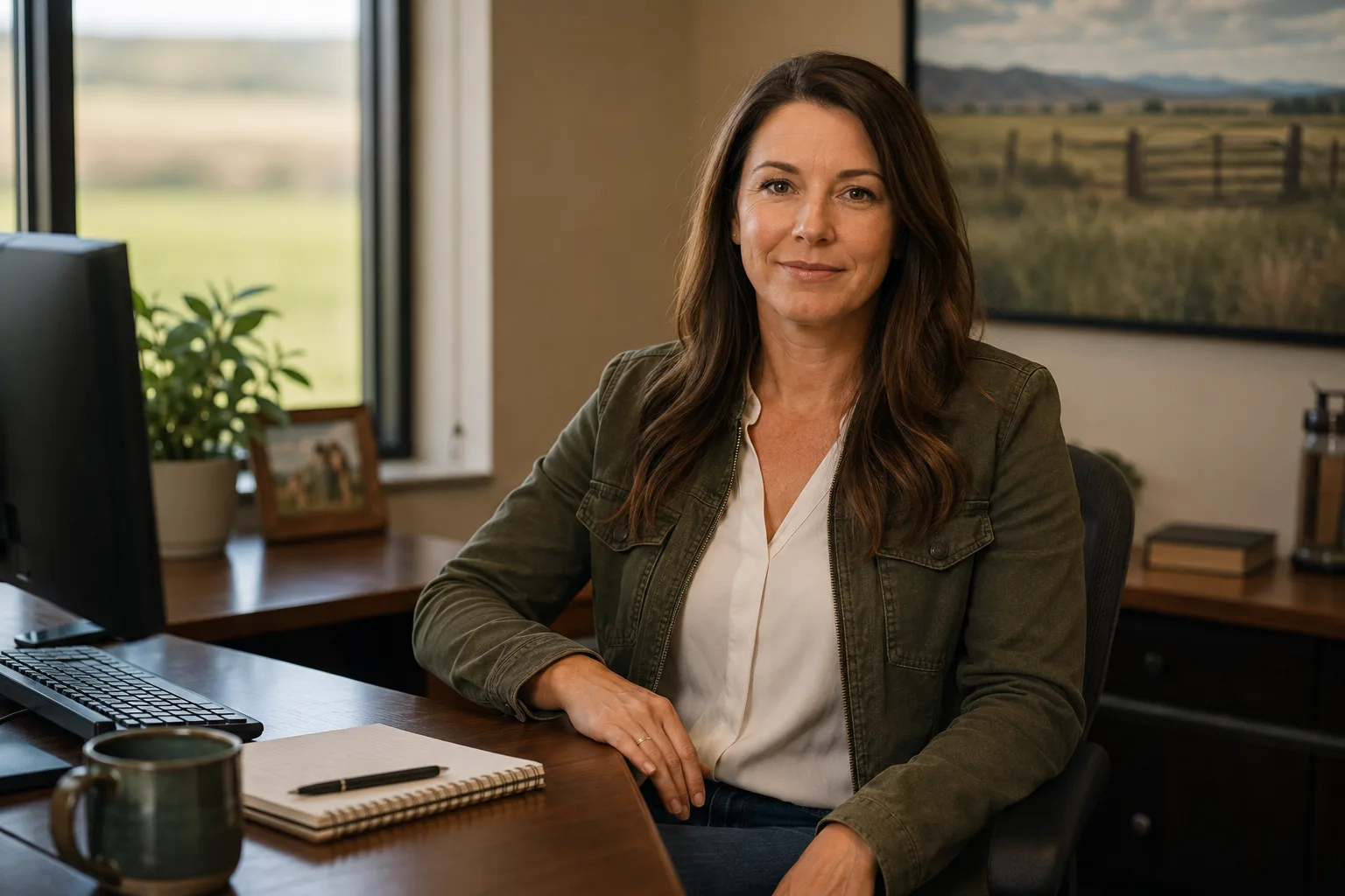 A Federal Crop Agency office interior — quiet, professional, and prepared for client meetings.